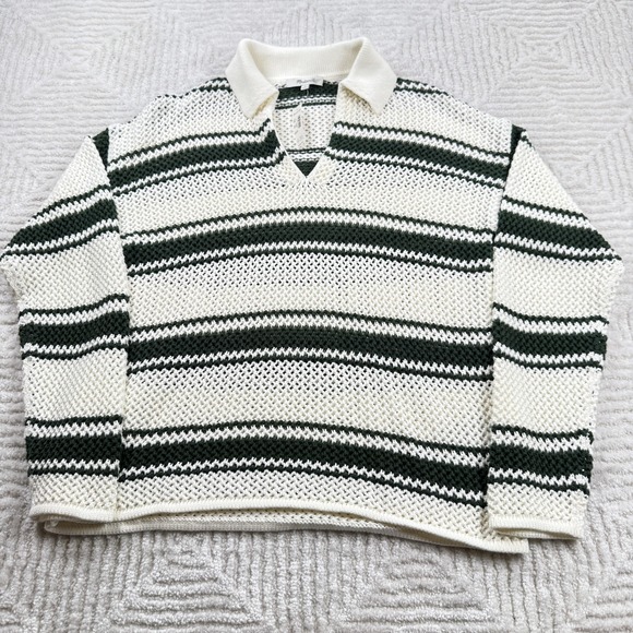 Madewell Sweaters - Madewell Sweater Womens S Striped Collared Knit Pullover Coastal Preppy Resort